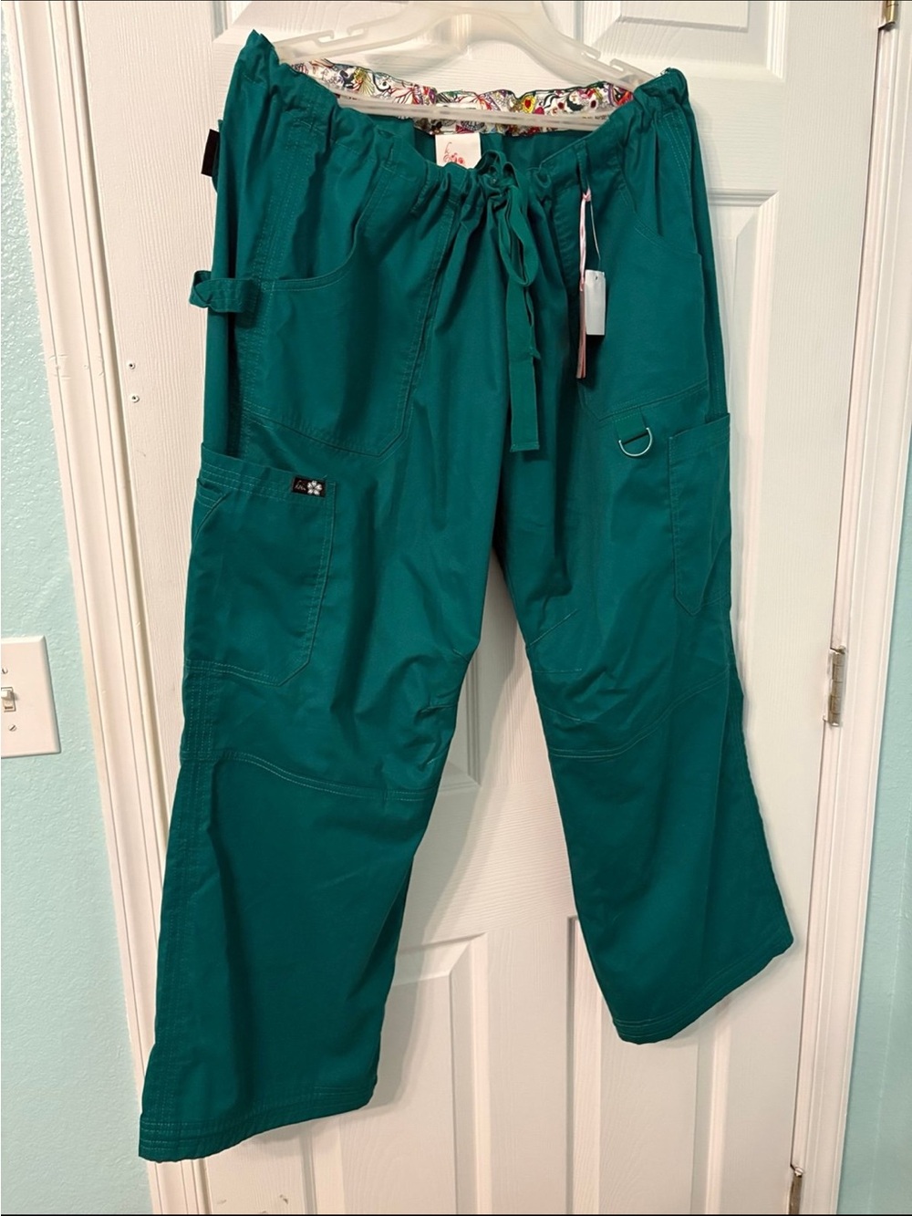 Koi NWT Hunter Kelly Green women's scrub bottoms gray size XL petite NEW